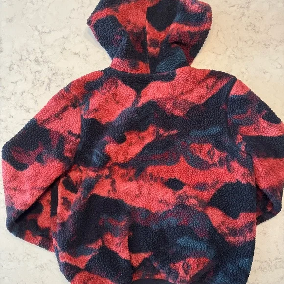 Abercrombie Kids Red and Black Fleece Sherpa 3/4 zip hoodie - Picture 3 of 3